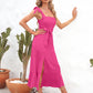 Square Neck Tie Strap Midi Dress
