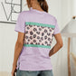 Leopard Color Block Side Slit Tee