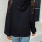 Lace Detail Drawstring Long Sleeve Hoodie