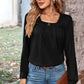 Ruched Square Neck Long Sleeve T-Shirt