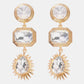 Geometrical Shape Zinc Alloy Frame Glass Dangle Earrings