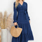 Swiss Dot Tied Surplice Flounce Sleeve Dress