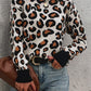 Leopard Round Neck Dropped Shoulder Sweater