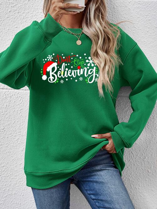 CHRISTMAS THEMED Letter Graphic Long Sleeve Sweatshirt