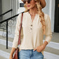 Full Size Notched Neck Long Sleeve Buttoned Blouse