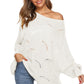 Full Size Round Neck Long Sleeve Openwork Sweater