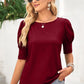 Round Neck Lantern Sleeve Blouse