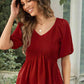 Smocked Balloon Sleeve Peplum Blouse