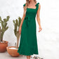 Square Neck Tie Strap Midi Dress
