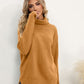 Slit Turtleneck Dropped Shoulder Sweater