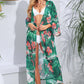 Floral Tie Waist Duster Cover Up