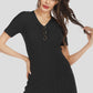 Women's Buttoned Short Sleeve V-Neck Knit Dress