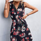 Women's Printed Zip Detail Belted Sleeveless Dress