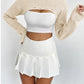 Full Size Distressed Long Sleeve Cropped Sweater