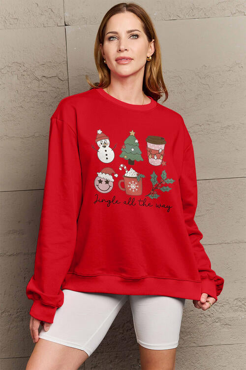 Simply Love Full Size JINGLE ALL THE WAY Long Sleeve CHRISTMAS Sweatshirt