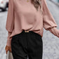 Full Size Round Neck Lantern Sleeve Blouse