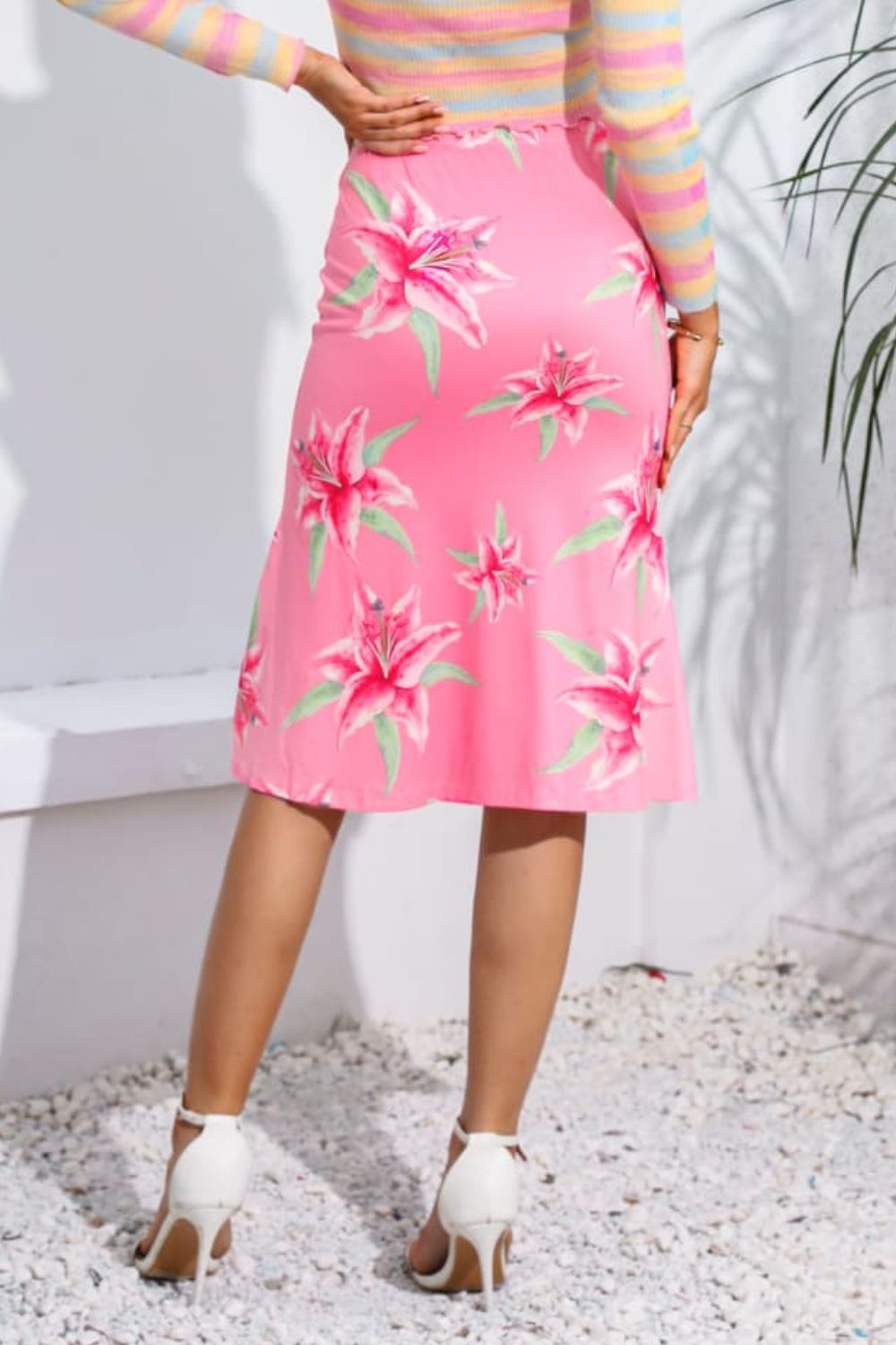 ZoeBeautifulLife Floral Print Knee Length Skirt