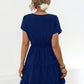 Ruffled Smocked V-Neck Tiered Dress