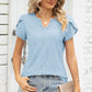 Eyelet Notched Petal Sleeve Blouse