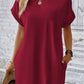 Pocketed Round Neck Short Sleeve Dress