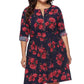 Plus Size Floral Print Half Zip Up Dress