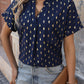 Printed Notched Short Sleeve Blouse