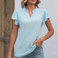 Eyelet Notched Flutter Sleeve T-Shirt