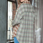 Plaid Collared Neck Long Sleeve Shirt