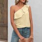 Full Size Eyelet One-Shoulder Tank