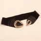 Women's Ribbed Alloy Buckle Elastic Belt