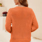 Beauteous Round Neck Openwork Dropped Shoulder Knit Top