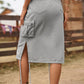 Women's Full Size Drawstring Denim Cargo Skirt