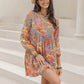 Women's TrulyMe Printed V-Neck Balloon Sleeve Mini Dress