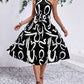 Printed Single Shoulder Tie Waist Dress