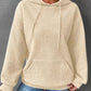 Full Size Textured Drawstring Drop Shoulder Hoodie