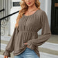 Round Neck Flounce Sleeve Blouse