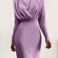Ruched Turtleneck Long Sleeve Dress