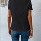 Eyelet Round Neck Short Sleeve T-Shirt