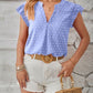 Swiss Dot Ruffled Cap Sleeve T-Shirt