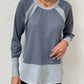 Waffle-Knit Round Neck Raglan Sleeve Tee