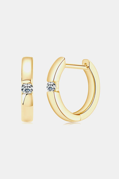 Moissanite 925 Sterling Silver Huggie Earrings | Length 0.54" Carat 0.12 Weight 0.1oz