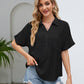 Malibu Dreams Full Size Half Button Johnny Collar Blouse