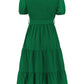 Smocked Tie Front Short Sleeve Tiered Dress