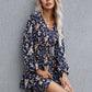Floral Layered Surplice Balloon Sleeve Dress