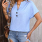 Notched Buttoned Short Sleeve T-Shirt