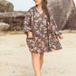 Women's Candida Plus Size Printed V-Neck Balloon Sleeve Mini Dress