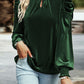 Women's Ava Tie Up Mock Neck Velvet Fabric Long Sleeve Blouse