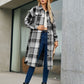 Plaid Pocketed Button Up Trench Coat
