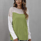 Color Block Round Neck Dropped Shoulder Sweater