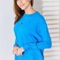 Zenana Ribbed Trim Round Neck Long Sleeve Top